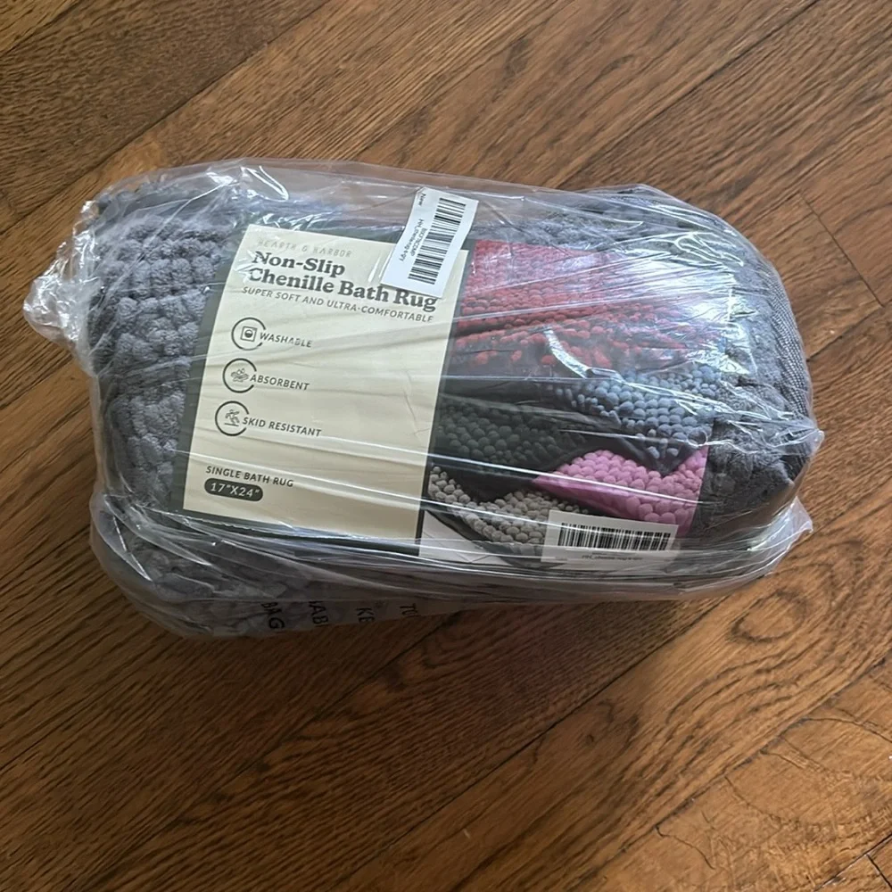 🆕 Hearth & Harbor Non-Slip Super Plush Chenille Bathroom Rugs, New In Plastic